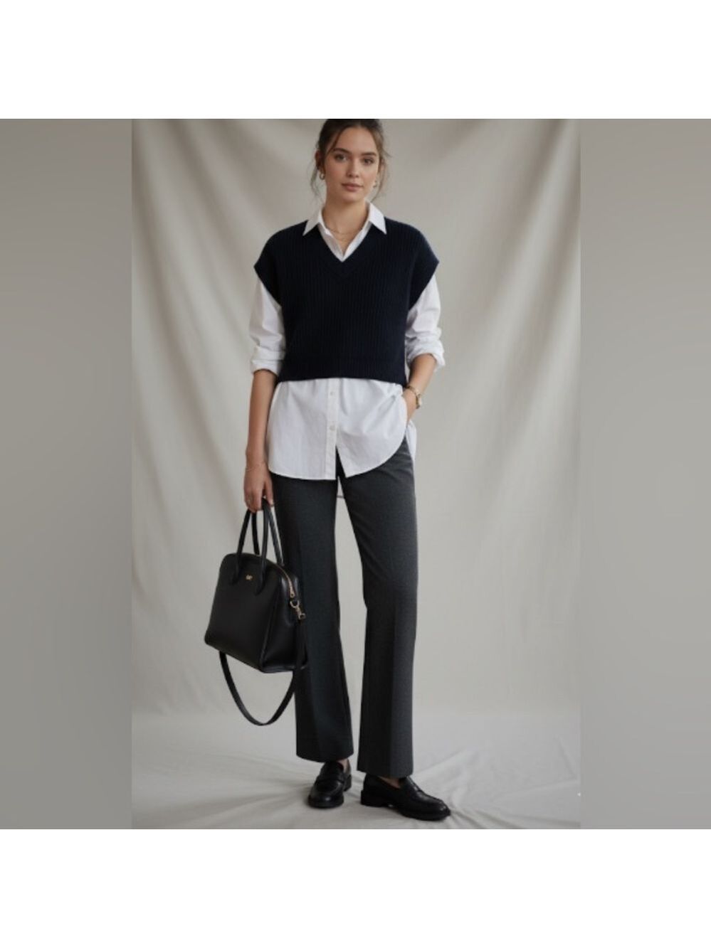 Classic Gray Wool Trousers Dark Academia Aesthetic Work Pants Preppy Size 6